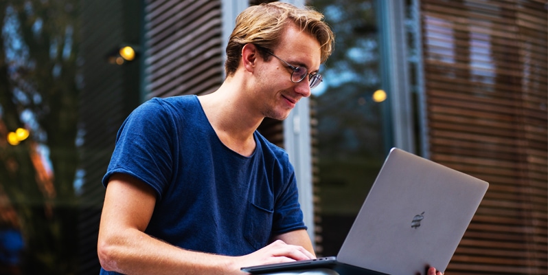 Man studying after working full-time